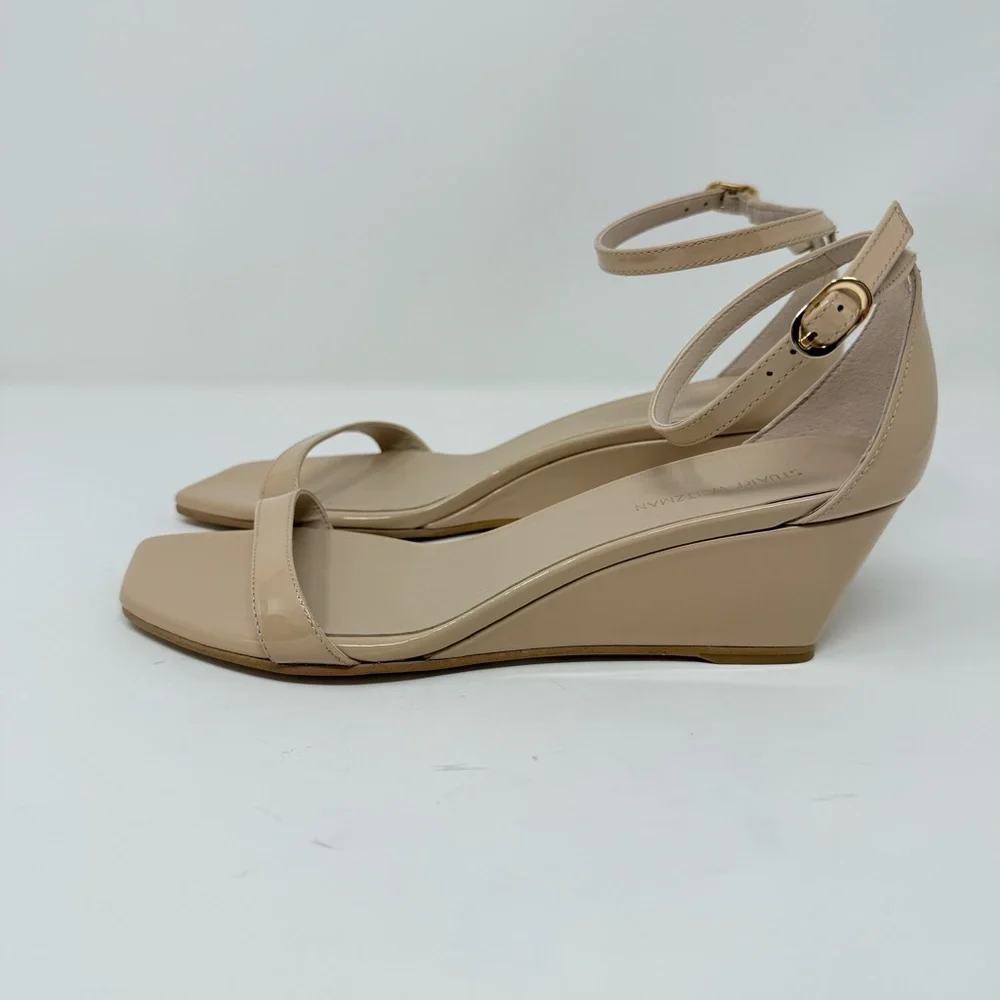 New Stuart Weitzman Nudistcurve 50 Wedge Sandal Nude Sz US 6.5 - Picture 8 of 13